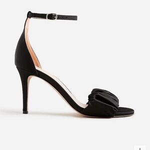 J. Crew Collection Rylie Ruched Black Satin Heels Classic Silhouette Size 7